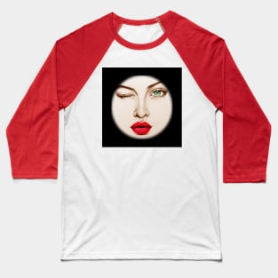 female face with eyes and lips Baseball T-Shirt